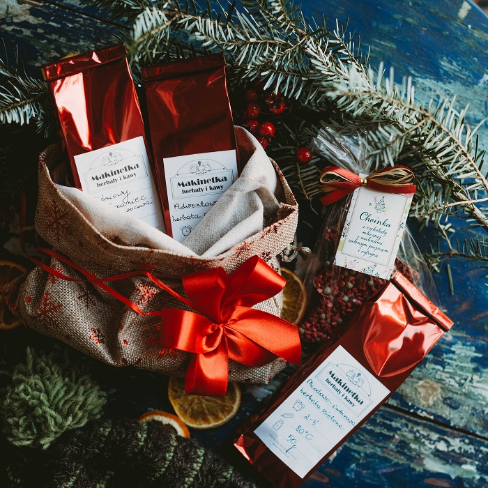 Zestaw prezentowy świąteczny w worku jutowym